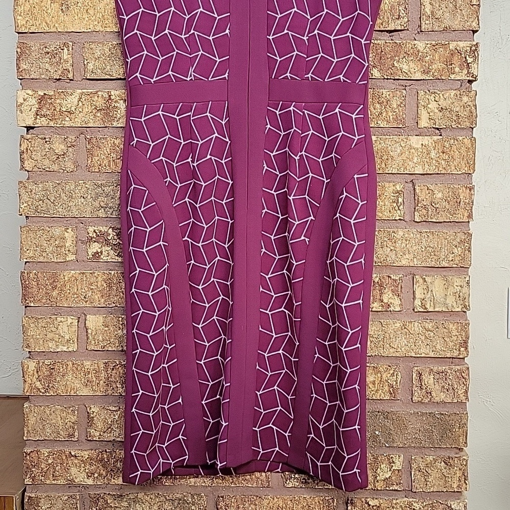 JM Collection Women's Purple Geometric Knee-Length Sheath Dress Size 8 - Picture 12 of 12